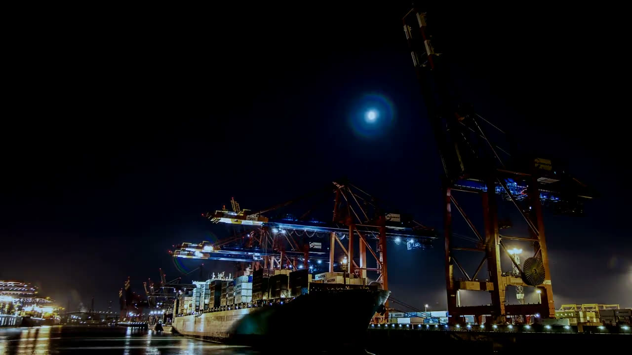 Container terminal at night