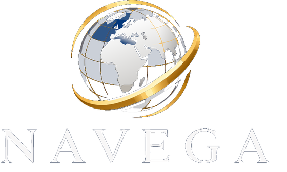 Navega — globe and wordmark
